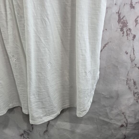 J Jill Tank Top Womens Large Tall White Tank Button Up Tonal Embroidered Tunic - Picture 4 of 10